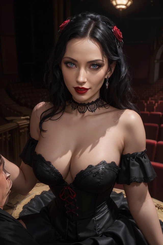 Goth Vampire Corset Blowjob in Opera House — AI Realistic