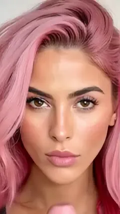 Pink-Haired Woman POV Deepthroat Blowjob — AI Realistic
