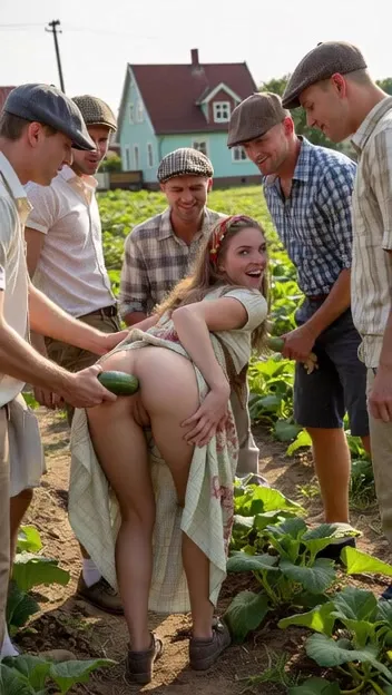 Village Woman Outdoor Anal with Men in Rural Scene — AI Realistic