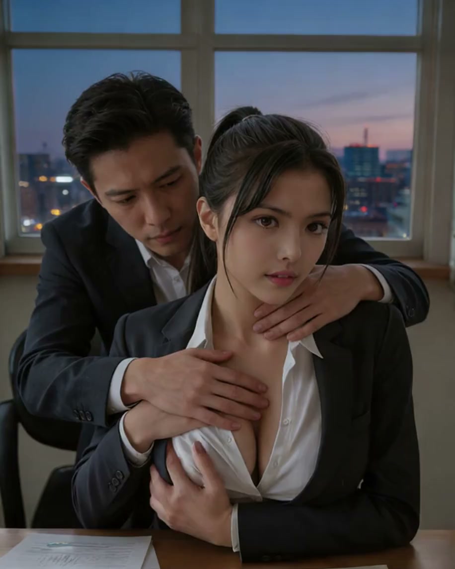 Asian Secretary Groped by Boss in Office — AI Realistic Video