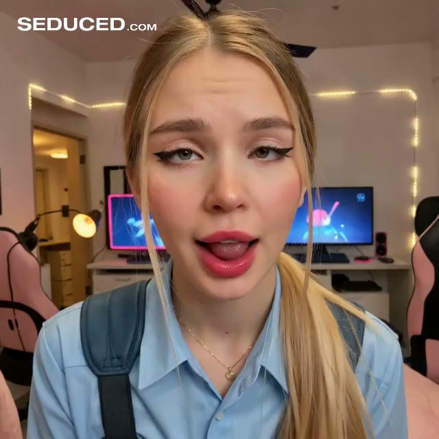 Petite Blonde Gamer Girl Ahegao Face — AI Realistic